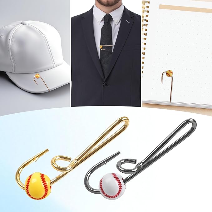 Fishing Hook Hat Pins & Clips - 12PCS Gold/Black Fish Hook Hat Tie Clips for Outdoor