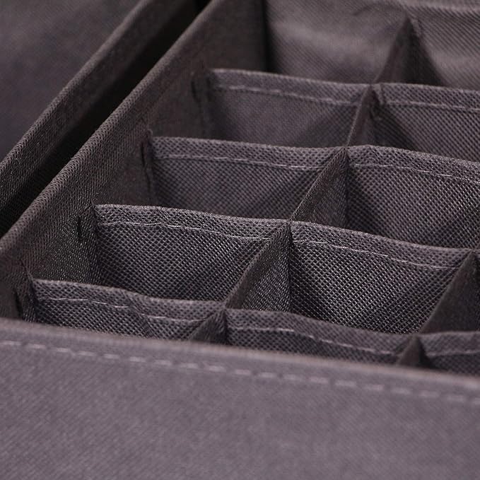 DIOMMELL 4 Pack Foldable Cloth Storage Box Closet Dresser Drawer Organizer Fabric Baskets Bins Containers Divider for Clothes Underwear Socks Lingerie Clothing, Dark Grey 40-0000