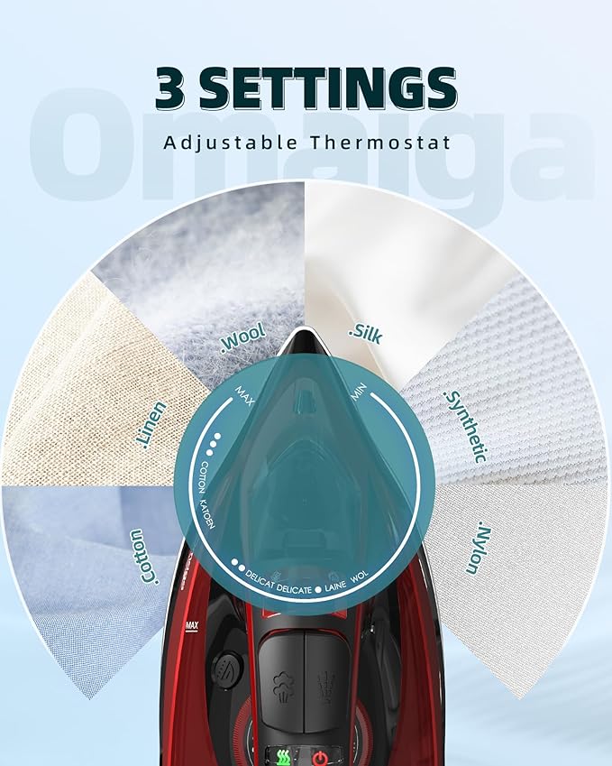 1500W Cordless Iron for Clothes, Wireless Steam Iron with Rapid Heating & Auto Shut Off, for Effective Wrinkle Removal