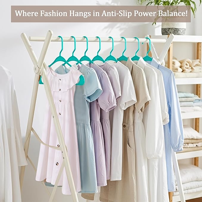 Utopia Home Plastic Hangers 50 Pack, Space Saving Plastic Clothes Hangers for Adults with Built-in Strap Hooks, Essential for Shirts, Pants, Skirts & Coats (Aqua)