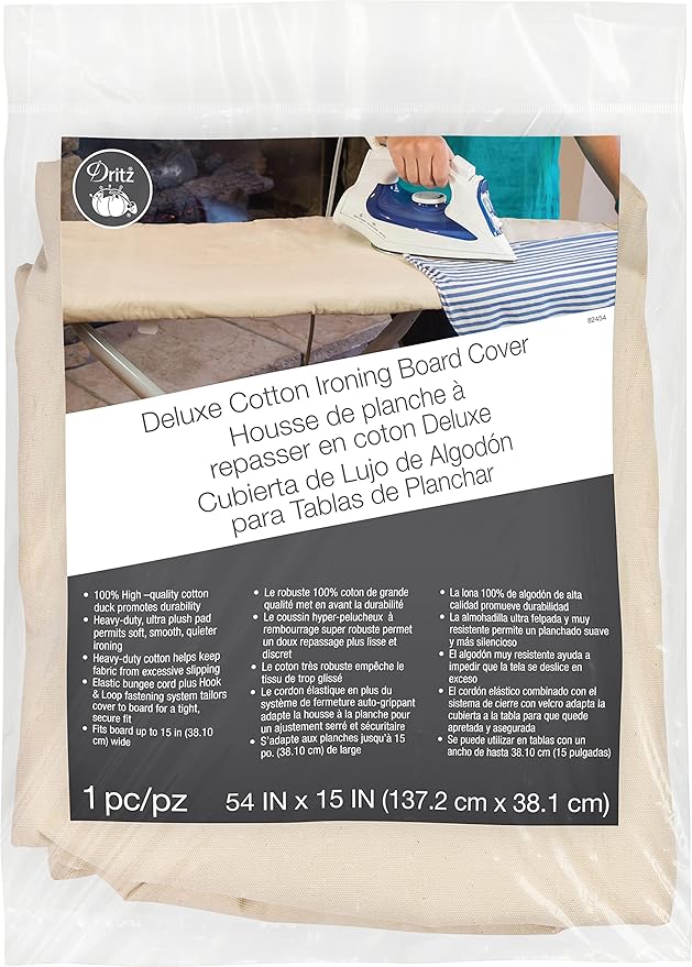 Dritz Clothing Care 82454 Deluxe Cotton Ironing Board Cover, 54 x 15-Inch , Beige