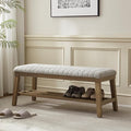 VKNOW Entryway Bench, 44.4" Upholstered Storage Shoe Bench for Entryway & Bedroom, Shoe Rack Bench with Rubberwood Legs, Modern End of Bed Bench for Living Room and Hallway, Beige