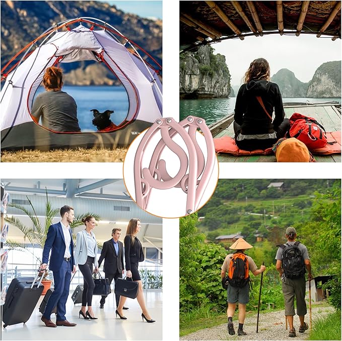 NICEDACK Premium Travel Hangers 12 Pack Portable Folding Clothes Hangers - Super Bearing Collapsible Hanger Foldable Clothes Drying Rack for Travel, Indoor and Outdoor Use, Pink