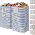 Lifewit 2 Pack Laundry Hamper Large Collapsible Laundry Baskets, Freestanding Waterproof Clothes Hamper with Easy Carry Handles in Laundry Room Bedroom Bathroom College Dorm, Blue, 2 x 80L