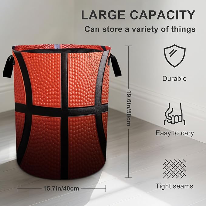 Basketball texture Laundry Basket Laundry Hamper With Handles Collapsible Laundry Baskets Storage Basket For Room Bathroom Bedroom Decor