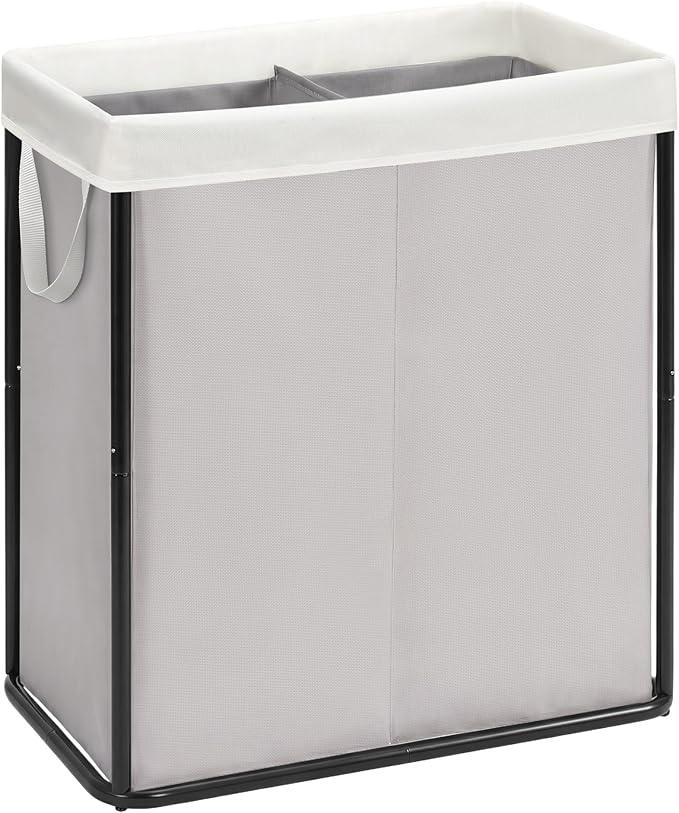 STORAGE MANIAC Large Laundry Hamper, 37 Gal. Metal Laundry Basket with Removable Bag for Easy Carry, Strong Dirty Clothes Hamper for Bedroom, Bathroom, Dorm, College, 140L Grey