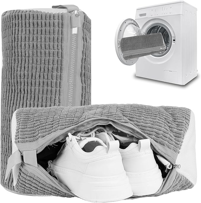 Shoe Washing Machine Bag, Laundry Shoe Bag for Washer and Dryer,2Pcs Reusable Shoe Bag for Washing Machine Fit Most Shoes Types (Grey 2 pcs)