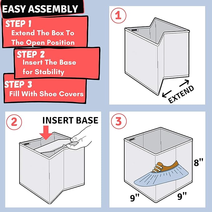 Shoe Covers Box - Real Estate Agent Supplies, Disposable Shoe Bootie Holder For Realtor Listings and Open Houses | Please Cover or Remove Shoes Bin