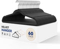 YSSOA 60 Packs Velvet Hangers, Non Slip Space Saving Suit Hangers, Heavy Duty Clothes Hangers with 360° Rotatable Hook for Coats, Pants, Black