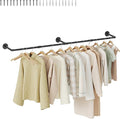 Wall Mounted Clothes Rack, Industrial Pipe Clothing Rack 50 Inch Black, Wall Clothes Hanger for Bedroom, Cloakroom, Closet, Hallway, Boutique Display, Drying Racks Wall-Mount for Laundry