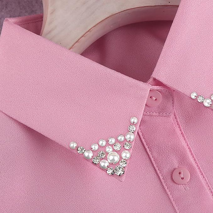 Chiffon Beading Half-Shirt Blouse Detachable Lace Fake Collars Dicky Collar Faux Collar for Women Girls