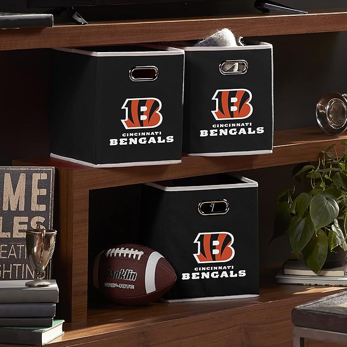 Franklin Sports NFL Storage Bins - Collapsible Cube Container + Basket - NFL Office, Bedroom + Living Room - 11"x11"