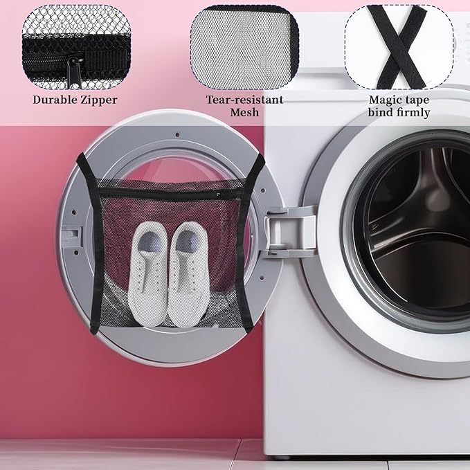 Shoe Dryer Bag, HoneyComber Mesh Bags, Shoe Washer Machine Bag with Strap and Zipper for Clothing Shoes Laundry Accessories 16.3 x15.9 Inch