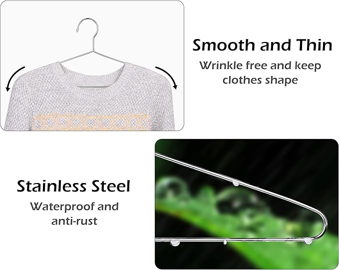 KEETDY 20 Pack Metal Hangers Coat Hangers Heavy Duty Stainless Steel Clothes Hanger for Closet Clothing Shirt Suit Pant 16.4 Inch