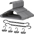 VECELO 100 Pack Plastic Hangers-Clothes Hangers Set with Shoulder Grooves for Closet Space Saving-Heavy Duty Coat Hanger,Gray