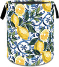 Vibrant Lemon Laundry Basket,Dirty Clothes Hamper,Yellow Fruit and Leaf Storage Bin,Nature Lovers Gifts,Waterproof Oxford Cloth Baskets for Bathroom,Bedroom,Home Decoration(19.7" x 15.8")