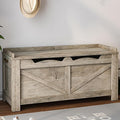 39.4" Storage Chest, Lift-Top Storage Trunk with 2 Hinges, Wooden Bench Box Chest Organizer for Bedroom, Entryway, Living Room, Greige SB04505X