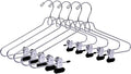 6 Quality Add-On Skirt Blouse Hanger Heavy-Duty Add-On Skirt Hangers with Clips, Multi Stackable Add on Hangers, Adjustable Wide Clip Pants Hanger, Chrome (Skirt Hanger - Wide Clips, 6)
