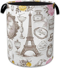 Eiffel Tower Roses Laundry Basket Collapsible Laundry Hamper with Handles, Waterproof Oxford Cloth Storage Bin for Bathroom/Bedroom/Dormitories 16 X 20.8 Inch