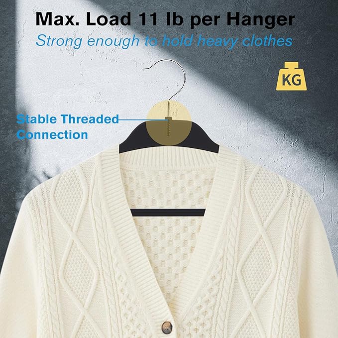 ELONG HOME Rubber Coated Hangers 30 Pack, Non-Slip Clothes Hangers with Rustproof Hooks, Space Saving Thin Design for Closet/Retail/Home