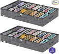 Sturdy Shoes Storage Organizers Boxes Fit 16x2 Pairs, Foldable Shoe Sneaker Container Bin Holder for Closet with Clear Cover, 37.8"x23.6"x5.9", Cotton-like Black, ZMXBUBS16P2