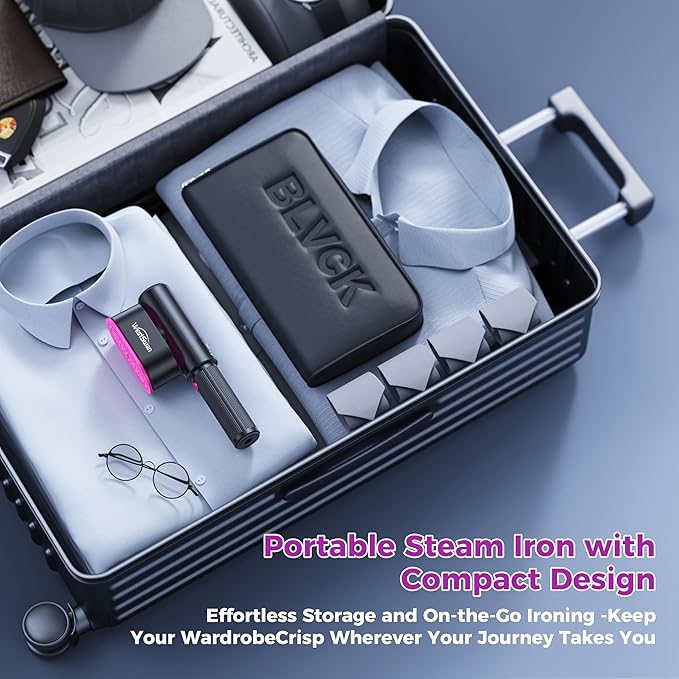 Portable Travel Steamer for Clothes, Fast Wrinkle Remover Garment Steamer for Home & Travel, 2-in-1 Iron & Steam with 90°Rotatable Head, Handheld Iron Steamer with 100ml