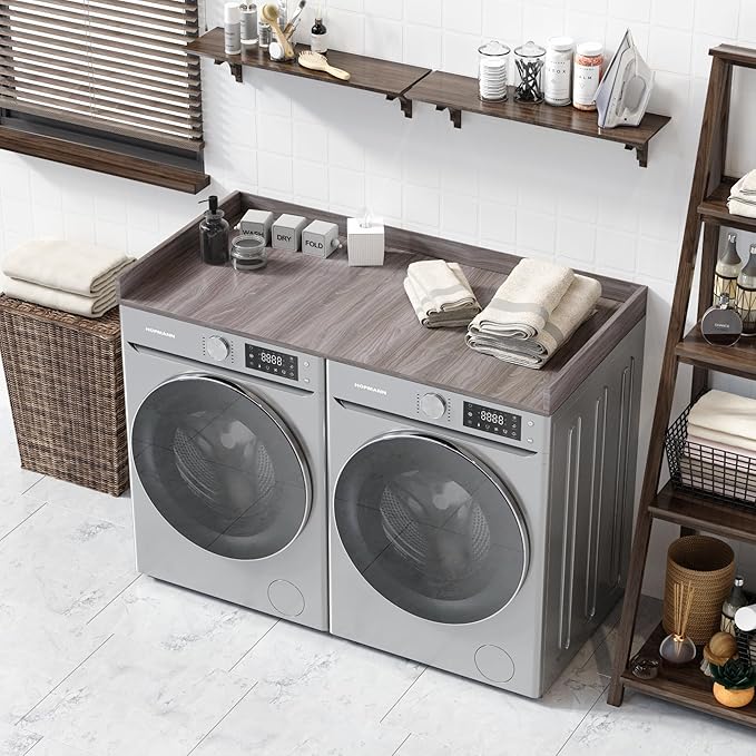 OfficeSimpli Washer Dryer Countertop, Made in USA, Non-Slip Pads, Laundry Room Wood Topper, Washer Dryer Cover for Top, Laundry Countertop, Laminate Finish (Iconic Maple, Standard (27.5" x 54"))