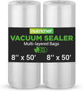 NutriChef Vacuum Sealer Bags 8x50 Rolls 2 pack Compatible with All Brands, Commercial Grade, Heavy Duty, Great for vac storage, Meal Prep or Sous Vide