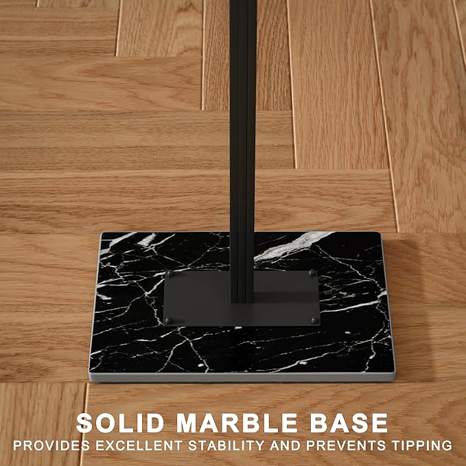 Coat Rack Stand, Freestanding Metal Coat Rack with Sturdy Marble Base, Modern Standing Coat Rack Tree for Entryway, Bedroom, Office & Hallway, Space-Saving Design, Black, 68.9 Inches Tall