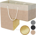 Stair Basket for Stairs with Handle, Staircase Baskets for Carpeted and Wooden Stairs,16" Step Storage Basket for Toys, Clothes, Books, Tools, with Hard Board, Anti-slip (Beige, 1 pack)