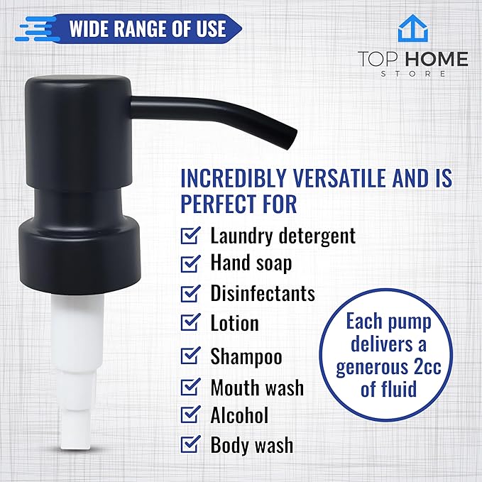 Bathroom Countertop Soap Dispensers (Black Matte, 4 Pack)