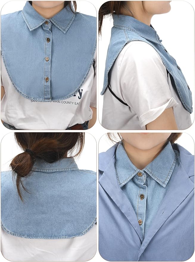 Syhood 4 Pcs Fake Collar Detachable False Dicky Collar Half Shirts Round for Women Outfits Halloween Costume Accessories