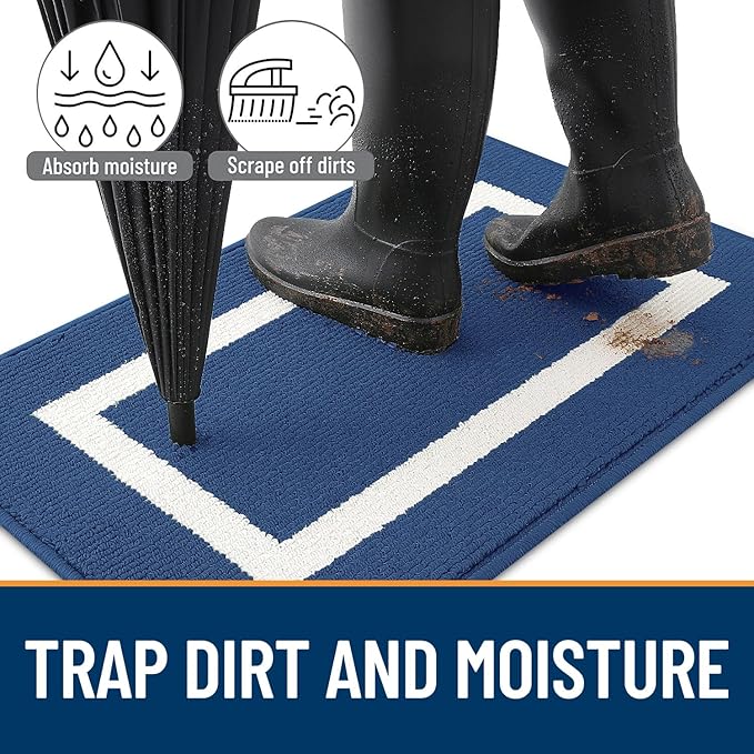 OLANLY Indoor Door Mat, 71x47, Non-Slip Absorbent Resist Dirt Entrance Mat, Washable Low-Profile Inside Entry Doormats for Entryway, Navy