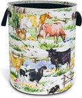 Cow Laundry Basket Farm Animals Foldable Waterproof Oxford Cloth Funny Tote Bag Laundry Hamper Clothes Storage Bucket Toy Organizer For Bathroom/Laundry Storage/Bedroom 18.9x16.5 Inch