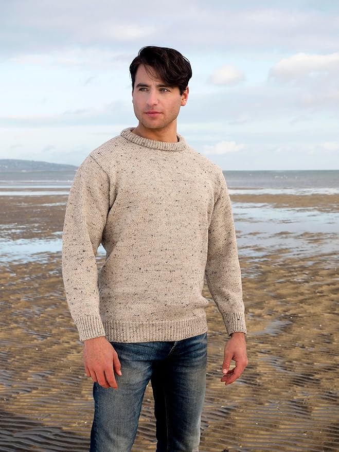 Aran Crafts Plain Crew Neck Sweater (100% Wool)