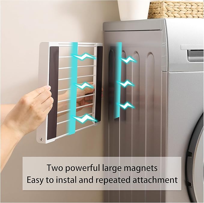 Magnetic Shelf for Washing Machine Magnetic Organizer Shelf for Laundry Hanger Organizer Washing Machine Shelves Magnetic Fridge Shelves for Laundry Bathroom Kitchen RV White