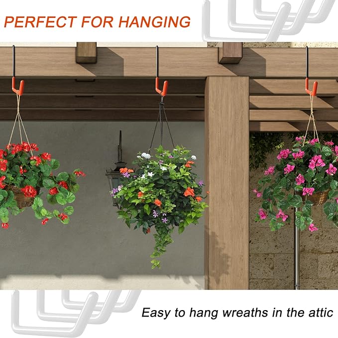Rafter Hanger Hook Garage Bike Hooks Ladder Hanger Large S Hooks for Hanging,with Non Slip Coating,for Organizing Bulk Items,Ladders,Bikes,Ropes and More Equipment (6, Black)
