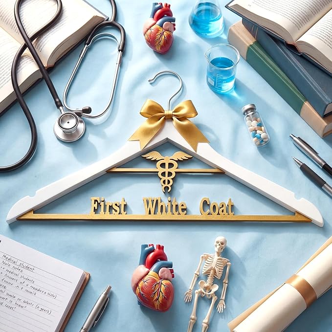 First White Coat Hanger Medical Student Graduation Gift for Pharmacist New Doctor PhD Gift White Coat Ceremony Med School Graduation Congratulation Favor