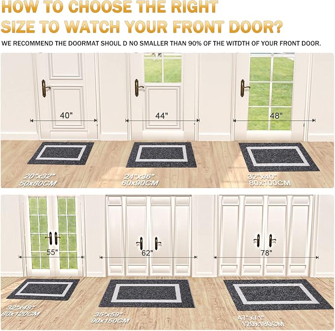 OLANLY Indoor Door Mat, 59x35, Non-Slip Absorbent Resist Dirt Entrance Mat, Washable Low-Profile Inside Entry Doormats for Entryway, Black
