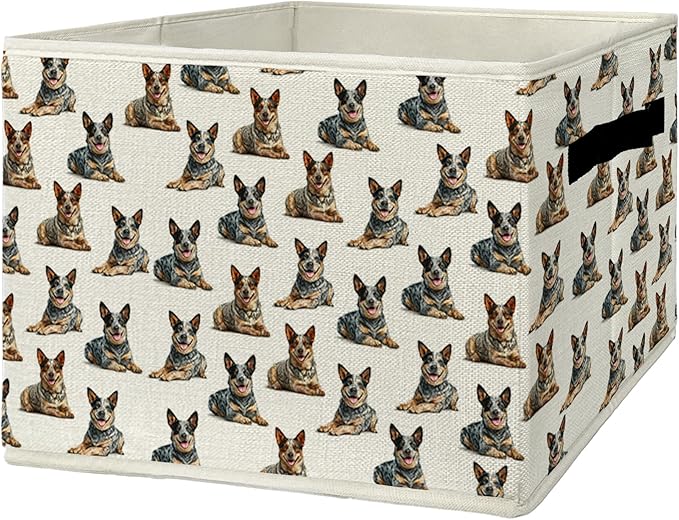 Australian Cattle Dog Gifts Storage Bins & Boxes with Handles, Australian Cattle Dog Foldable Basket for Organizing, Pet Lover Gifts Collapsible Storage Basket for Bedroom Bathroom Clothes Toys
