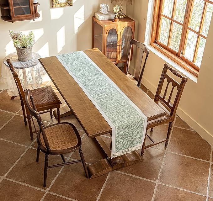 Table Runners 138 Inches,Waterproof Boho Table Runner with Tassel Fringe,Table Runner for Party Coffee Table