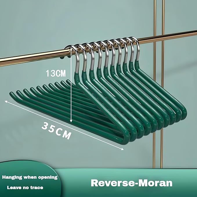 10 Pack Open Ended Pants Jean Hangers, Heavy Duty Non Slip for Closet, Space Saving Trouser Hangers, Metal Pant Hanger for Women Men, Green