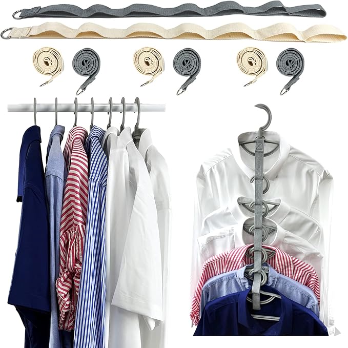 Shirt Hangers Space Saving - Multi Hangers for Dorm - Closet Space Savers for Hanging Clothes - Heavy Duty - Pack of 6