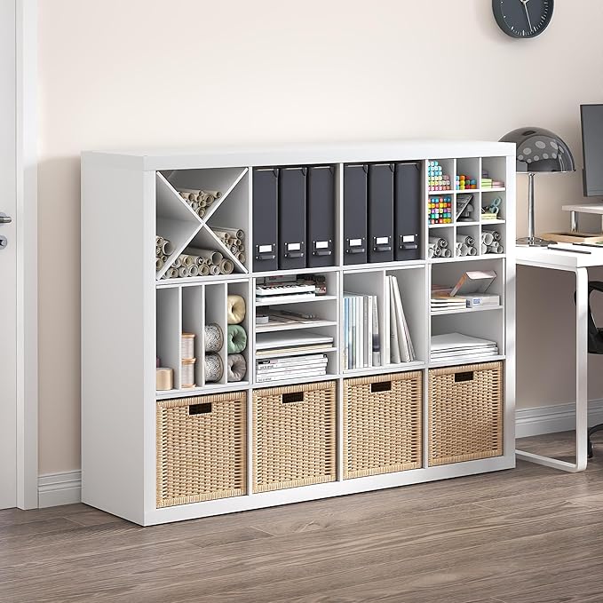 Furinno Cubicle Cube Insert, 9-Compartment Cube Organizer, Geometric Shelf Accessory, Fits into Furinno Triple Thick Cubes, IKEA Kallax, for Organizers and Storage, White