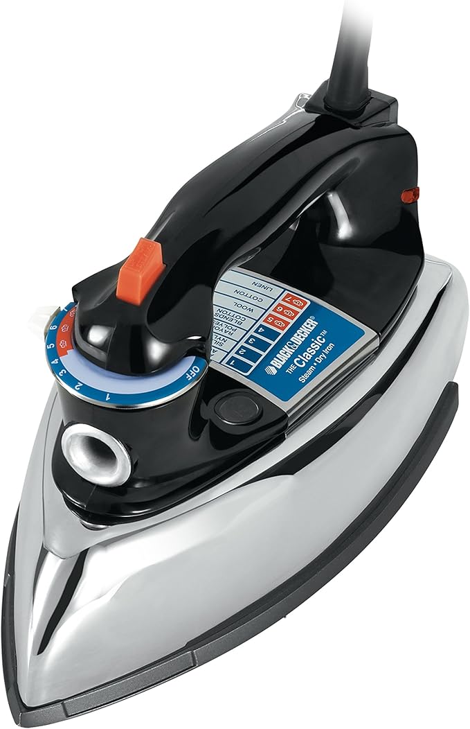 BLACK+DECKER The Classic Iron,F67E-T,Aluminum Soleplate,Steam or Dry Ironing,7 Temperature Settings,Anti-Drip,(Pack of 2)