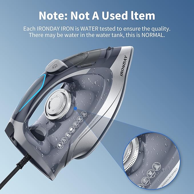 1700W Steam Iron for Clothes 20s Fast Heat-up, Iron with 10.14oz Water Tank, Non-Stick Ceramic Soleplate, Auto-Off, Spray Mist & Steam Burst, Ironing Clothes for Home
