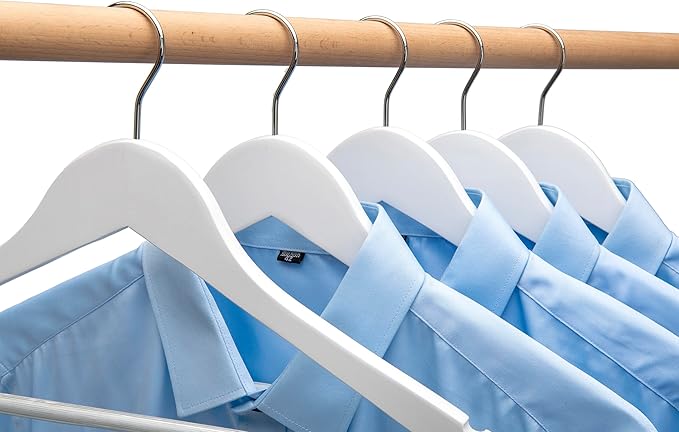 White Wood Bridal Dress Hangers 20 Pack, Heavy Duty Solid Wooden Hanger for Coat, Shirts, Jackets, Pants, Wedding Dress, Bridesmaid Suits-HL01W2