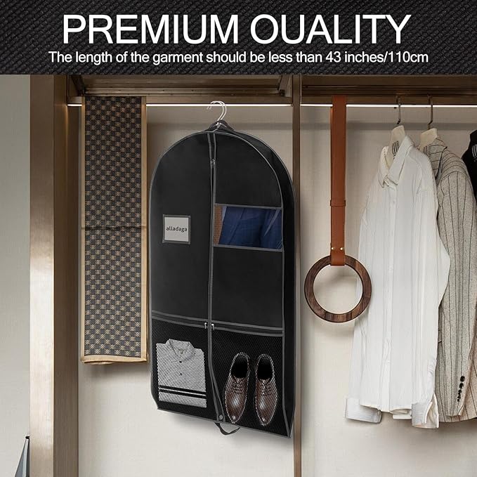 3 Pack 43" Garment Bag Suit Bag Garment Bags for Travel Duffle Bags for Hanging Clothes Storage Bag Carry on Garment Bag, Ideal for Wardrobes, Blazers, Dresses, Coats