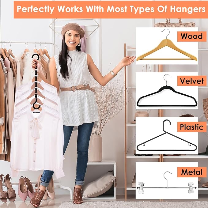 Closet Organizers and Storage, Magic Space Saving Hanger for 40 Heavy Clothes, Smart 360° Swivel Hook Cascading Hangers, Closet Organization Clothes Hangers, College Dorm Room Essentials for Girls