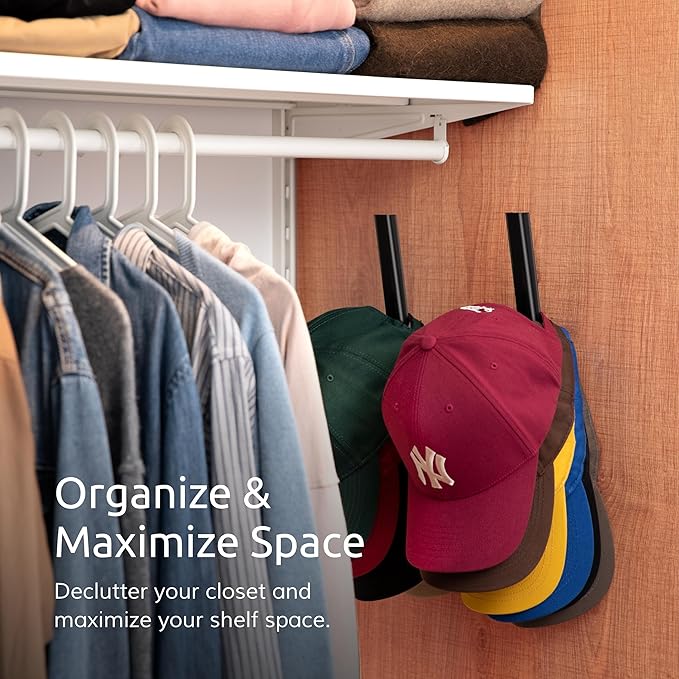 Hat Hook for Baseball Caps – Wall Mounted Vertical Hat Holder, Multi-Purpose Wall Hook, Closet Cap Organizer, Sturdy Compact, Easy to Install